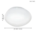 Lampa sufitowa LED SILERAS-A przedstawiona wraz z liniami wymiarowymi, ukazującymi średnicę i wysokość okrągłej oprawy.