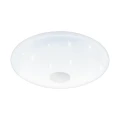 Biała lampa sufitowa LED VOLTAGO 2 o okrągłej, płaskiej formie z szerokim kloszem i centralnym elementem pośrodku.