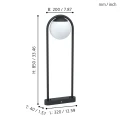 Lampa ogrodowa PRATA VECCHIA przedstawiona wraz z liniami wymiarowymi, ukazującymi wysokość 85 cm oraz proporcje stojącej oprawy.