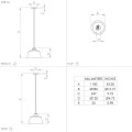 Lampa wisząca SOUTHERY przedstawiona schematycznie z oznaczeniami wymiarów, ukazującymi wysokość zawieszenia oraz proporcje klosza i podsufitki.