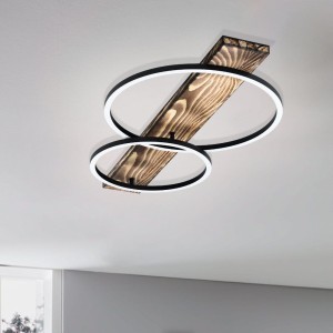 Lampa sufitowa Led BOYAL 2x 12W Biała ciepła 3000k drewno