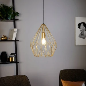Lampa wisząca CARLTON metalowa złoty E27