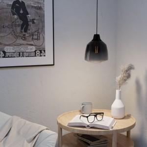 Lampa wisząca SEDBERGH szklana czarno-szaro-transparentny E27