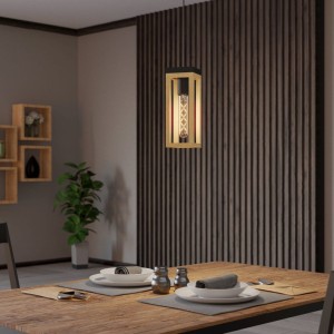 Lampa wisząca NAFFERTON drewniana czarny brązowy E27