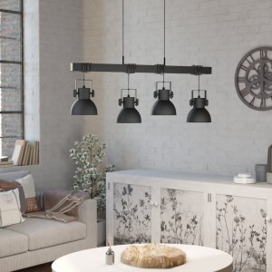 Lampa wisząca SHIREBROOK drewno metal czarny E27