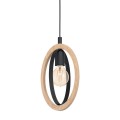 Zbliżenie lampy BASILDON ukazuje wydłużoną owalną ramę w brązowym wykończeniu, czarny metalowy element wewnętrzny oraz oprawkę E27.