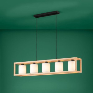 Lampa wisząca GRANADOS drewniana biały czarny brązowy E27