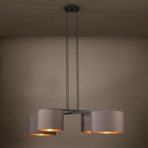 Lampa wisząca HONDURAS tkanina cappuccino złoty E27