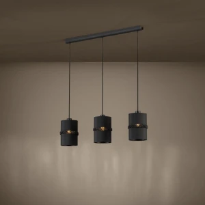 Lampa wisząca PARAGUAIO tkanina szkło czarny E27