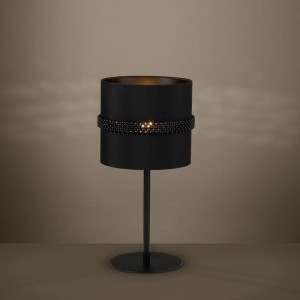 Lampa stołowa PARAGUAIO tkanina szkło czarny E27