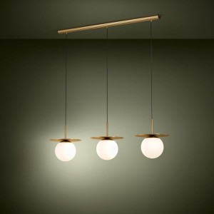 Lampa wisząca ARENALES szklane biały mosiądz szczotkowany E27