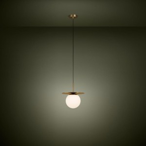 Lampa wisząca ARENALES szklana biały mosiądz szczotkowany E27
