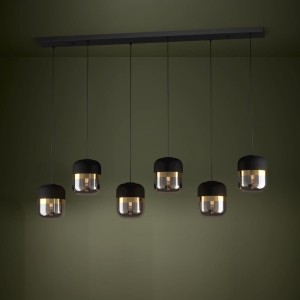 Lampa wisząca SINSIGA tkanina szkło czarny-transparentny złoty E27