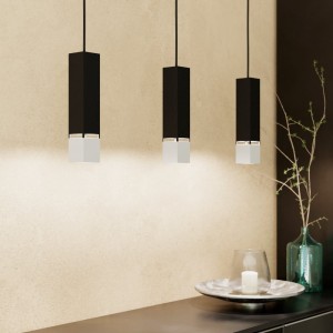 Lampa wisząca BUTRANO metalowe czarny srebrny E27 