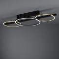 Lampa sufitowa LED LANACERA z trzema owalnymi pierścieniami świetlnymi, zamontowana na suficie i emitująca ciepłe białe światło 3000K.