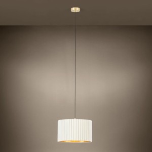 Lampa wisząca TAMARESCO aksamit biały złoty E27
