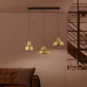 Lampa wisząca SAVARNA metalowe złoty czarny E27