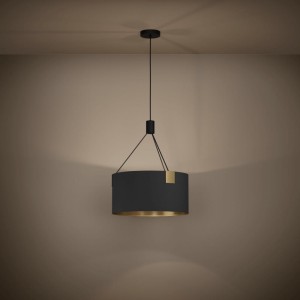 Lampa wisząca TORTOLA 1 tkanina czarny mosiądz E27