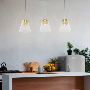 Lampa wisząca CERASELLA szklane transparentny mosiądz szczotkowany GU10