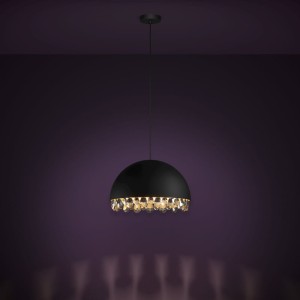 Lampa wisząca GAETANO 2 metalowa czarny złoty czarny-transparentny E27