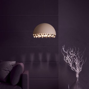 Lampa wisząca GAETANO 2 metalowa mokka złoty czarny-transparentny E27