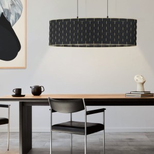 Lampa wisząca MARASALES tkanina czarny mosiądz E27