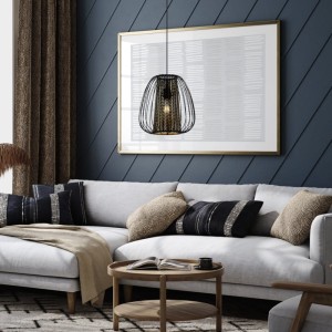 Lampa wisząca CURASAO tkanina czarny złoty E27