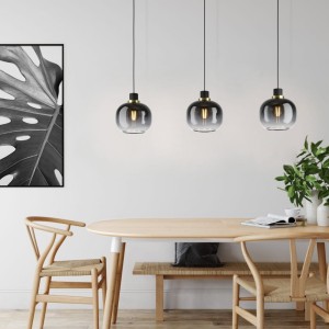 Lampa wisząca OILELLA szklane klosze czarno-szaro-transparentny E27