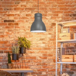 Lampa wisząca EBURY metalowa szary biały E27