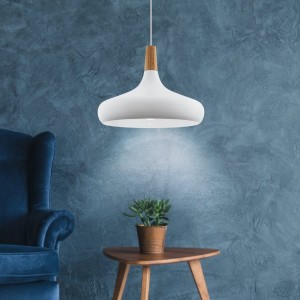 Lampa wisząca SABINAR metal drewno biały brązowy E27