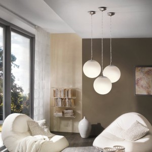 Lampa wisząca RONDO szklane biały nikiel mat E27