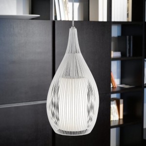 Lampa wisząca RAZONI druciana szklana biały E27