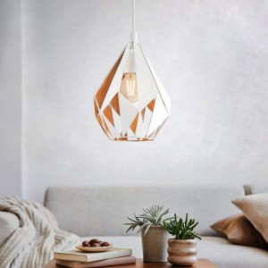Lampa wisząca CARLTON 1 metalowa biały złoty E27