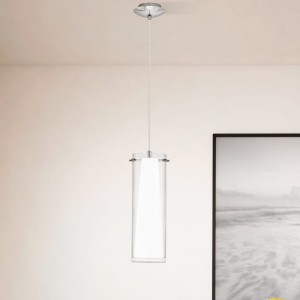 Lampa wisząca PINTO szklana przezroczysty biały chrom E27