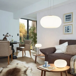 Lampa wisząca OPTICA szklany klosz 44,5cm biały nikiel mat E27