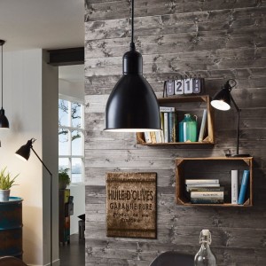 Lampa wisząca PRIDDY metalowa czarny biały E27
