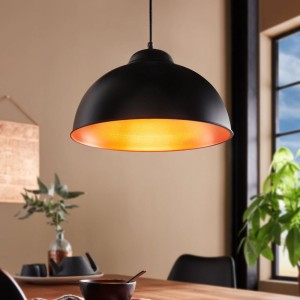Lampa wisząca TRURO 2 metalowa czarny miedź E27