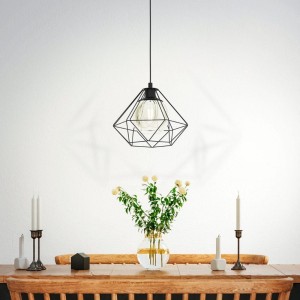 Lampa wisząca VERNHAM metal szkło czarny-transparentny E27