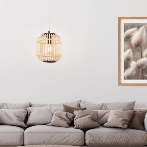 Lampa wisząca BORDESLEY drewniana naturalny E27