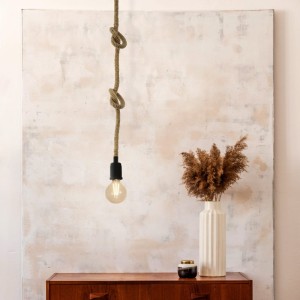 Lampa wisząca RAMPSIDE metalowa konopna lina E27