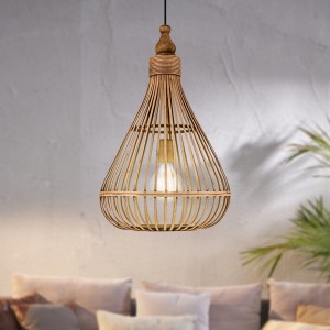 Lampa wisząca AMSFIELD drewniana brązowy E27