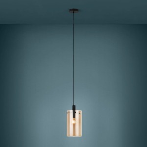 Lampa wisząca POLVERARA szklana bursztynowy E27