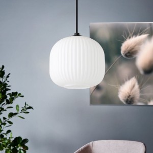 Lampa wisząca MANTUNALLE szklana biały czarny E27