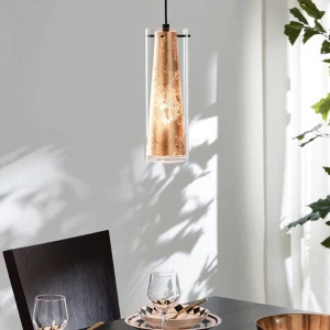 Lampa wisząca PINTO GOLD szklana przezroczysty złoty E27