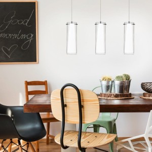 Lampa wisząca PINTO szklane przezroczysty biały chrom E27