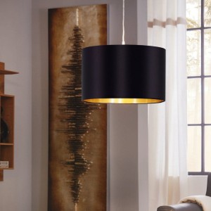 Lampa wisząca MASERLO tkanina czarny złoty E27