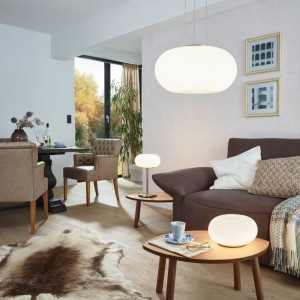 Lampa wisząca OPTICA szklany klosz 28cm biały nikiel mat E27