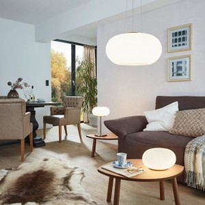 Lampa wisząca OPTICA szklany klosz 35cm biały nikiel mat E27