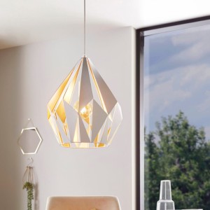 Lampa wisząca CARLTON 1 metalowa biały miodowo złoty E27