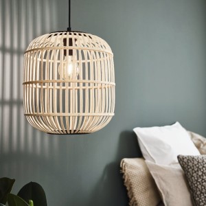 Lampa wisząca BORDESLEY drewniana naturalny E27